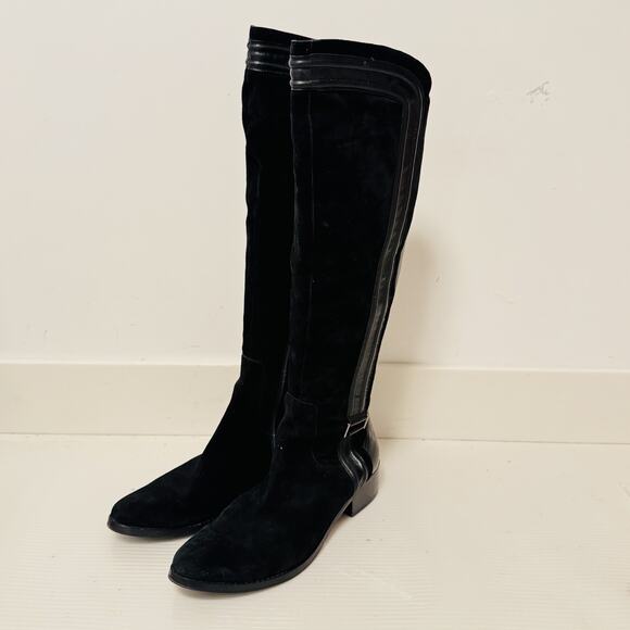 Donald J Pliner Boots Womens 8.5 Black Suede Leather Tall Riding Equestrian - Picture 3 of 12